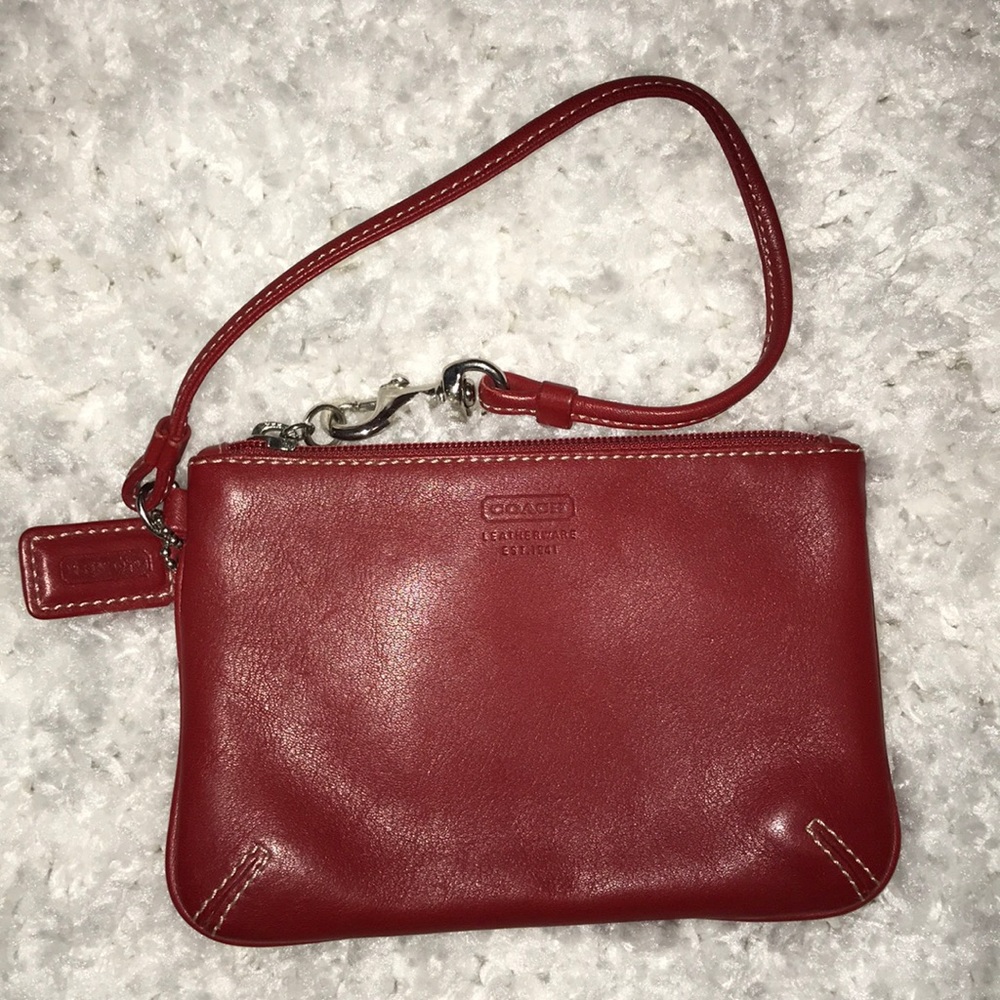 Red Leather Coach Wristlet